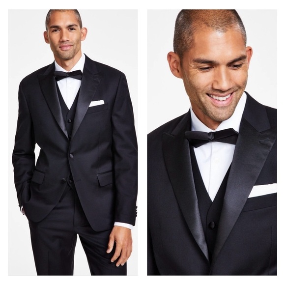 Michael Kors Men’s Classic Fit Tuxedo Suit Jacket Blazer 42 Short Black Solid